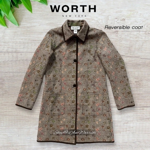 Worth New York Wool Reversible Coat – Glen Plaid & Mosaic Check *shop@iamwarrior - Picture 4 of 11